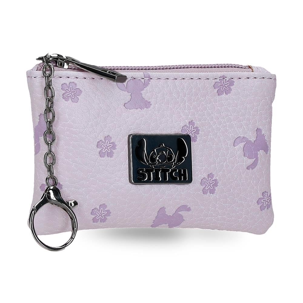 Joumma Disney Bloom Stitch Purse Purple 12x7.5x1 cm PU and Polyester