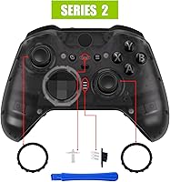 Vista 4 de eXtremeRate Cubierta frontal de repuesto negra transparente para Xbox One Elite Controller Series 2 (modelo 1797), carcasa frontal personalizada