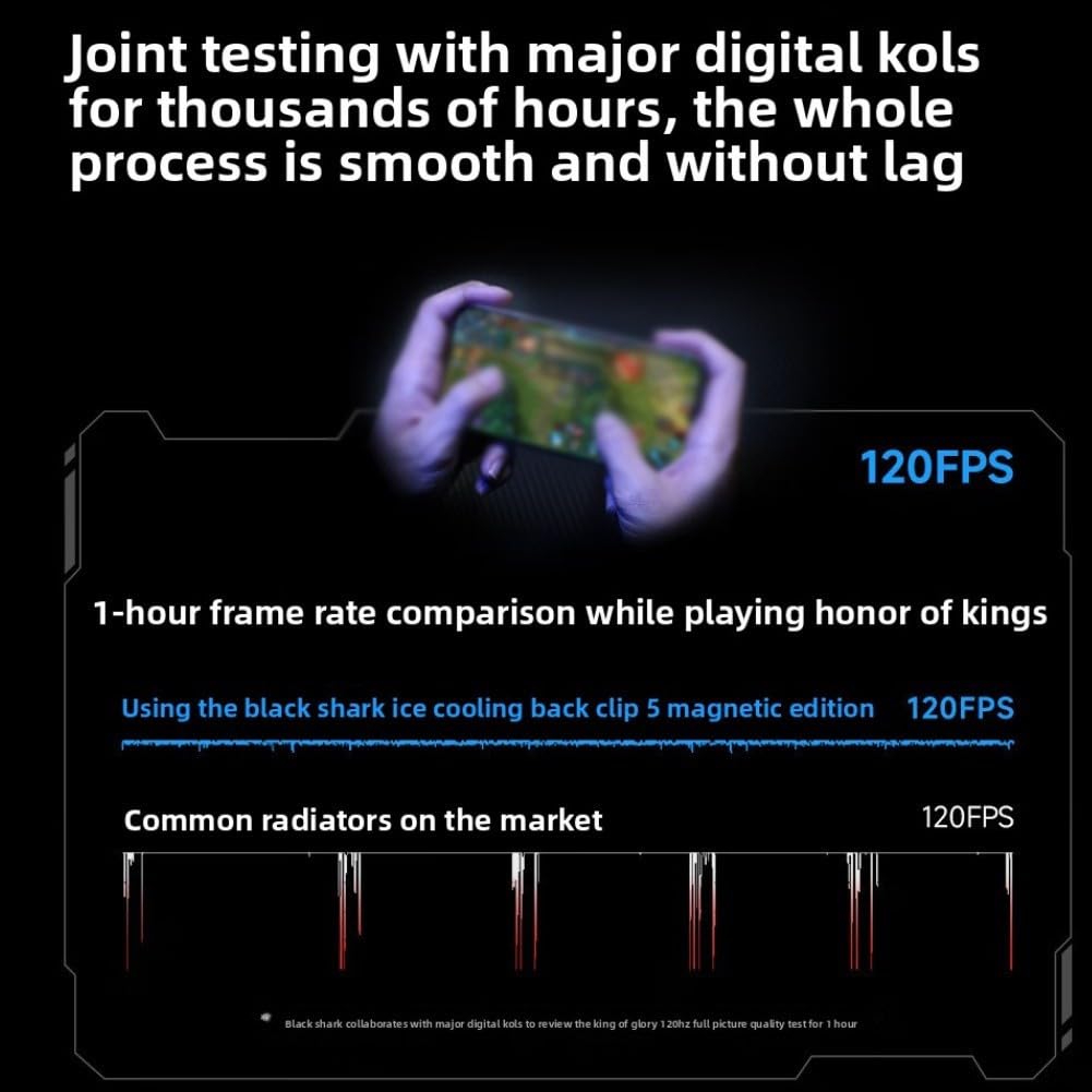 Ventilador de refrigeración para teléfono, enfriador móvil magnético con RGB para iluminación, disipador de calor ligero, diseño portátil para transmisión de juegos, uso pesado del teléfono (negro)