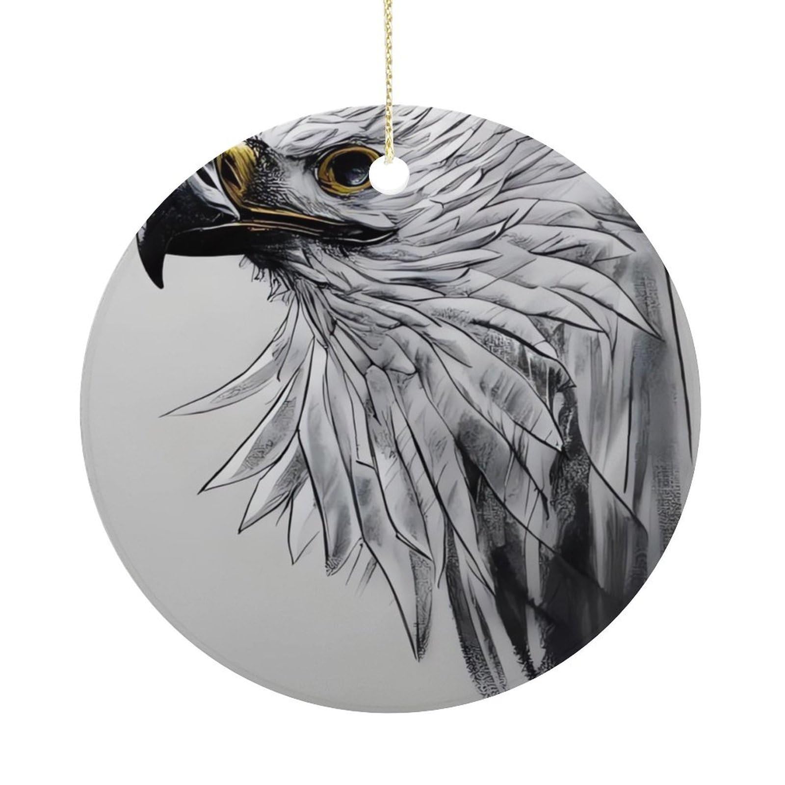 Adfgyerh Women's Style Sketching An Eagle Hanging Ceramic Ornaments, Christmas Tree Decorations, Funny Home Decor Gifts For Sisters & Work Best Friends