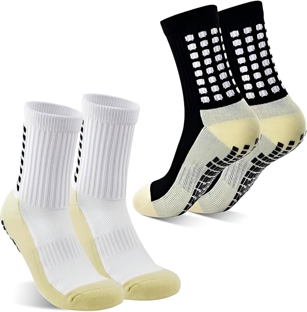 Athletic Socks for Men Women, Rubber Anti-Slip and Thicken Cushion Sport Socks Ankle Length Socks (pack of 2)