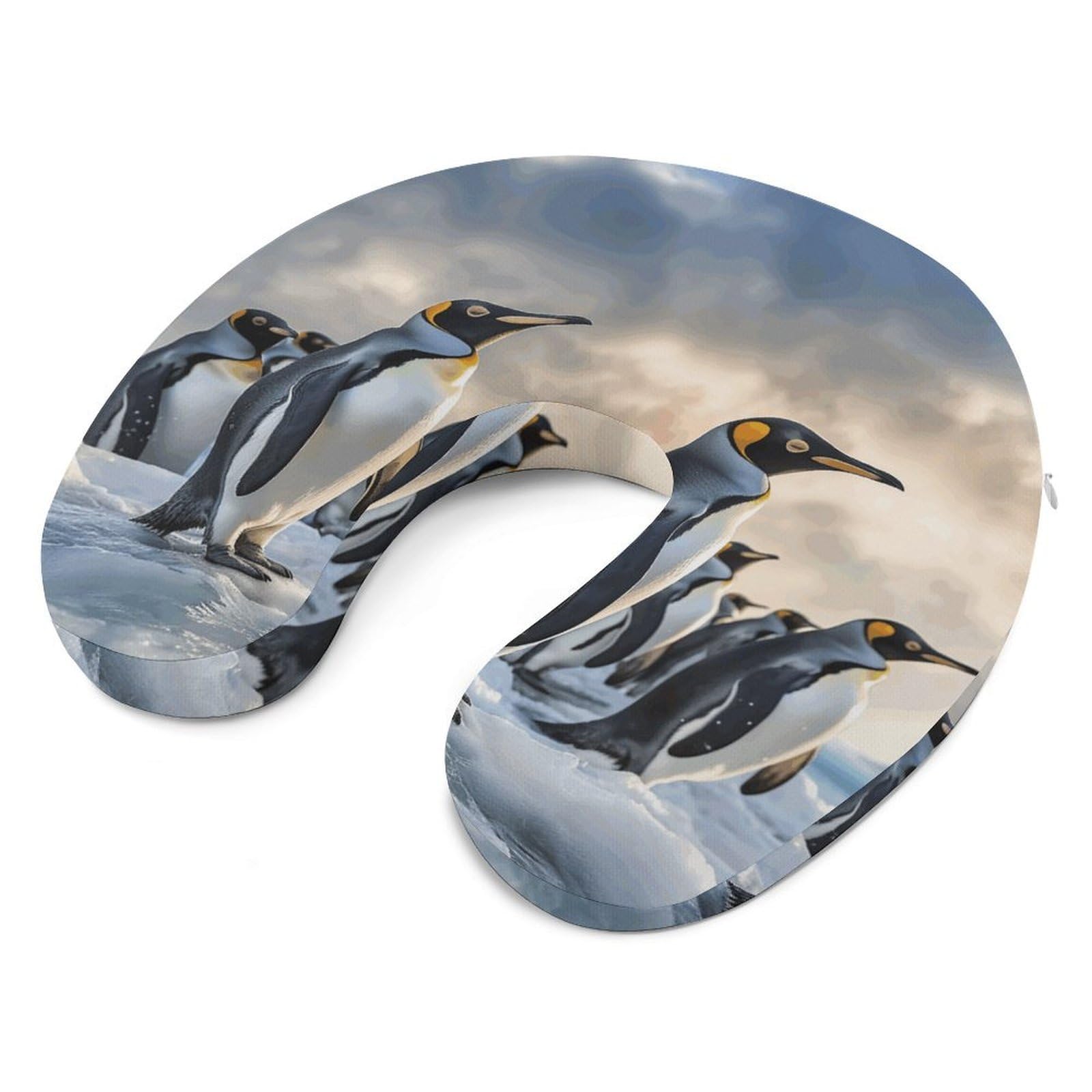 Almohada en forma de U de pingüino marino, núcleo de almohada de espuma viscoelástica, cojín, proporciona apoyo para el cuello, almohada de viaje, adecuada para aviones, coches, hogares y
