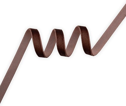 Miniatura 3 de HATIANGE Cinta de terciopelo marrón de 38 pulgadas x 25 yardas para envoltura de regalos, lazos para el cabello, gargantilla, decoraciones de boda