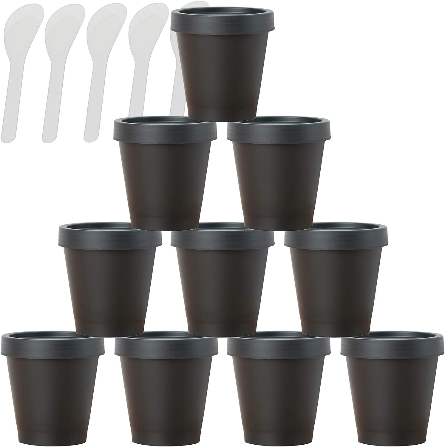 KRXSOBNV Cosmetic Jars, 12 PC Empty Leakproof Cosmetic Pot Container with Lids with 6 Spatula(Black,200ml)