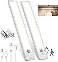 Vista 9 de Luces para debajo del gabinete de 8 pulgadas, 41 LED recargables con sensor de movimiento magnético, luz para interiores, brillo regulable de 6000