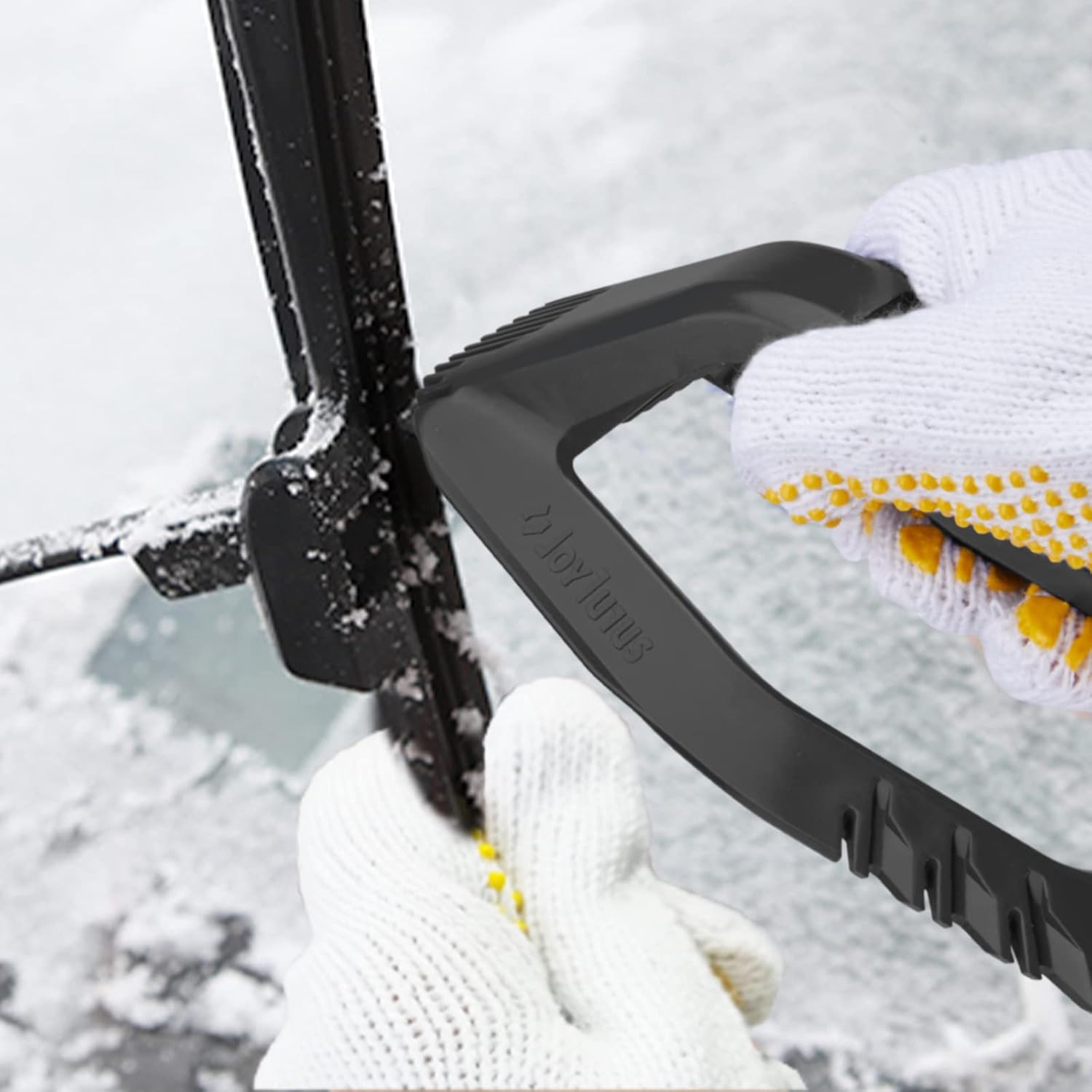 JOYTUTUS Ice Scraper, 4 in 1 Multifunctional Ice Scrapers for Car Windshield, Snow & Frost, Windshield Scraper for Cars, Trucks, SUV Black