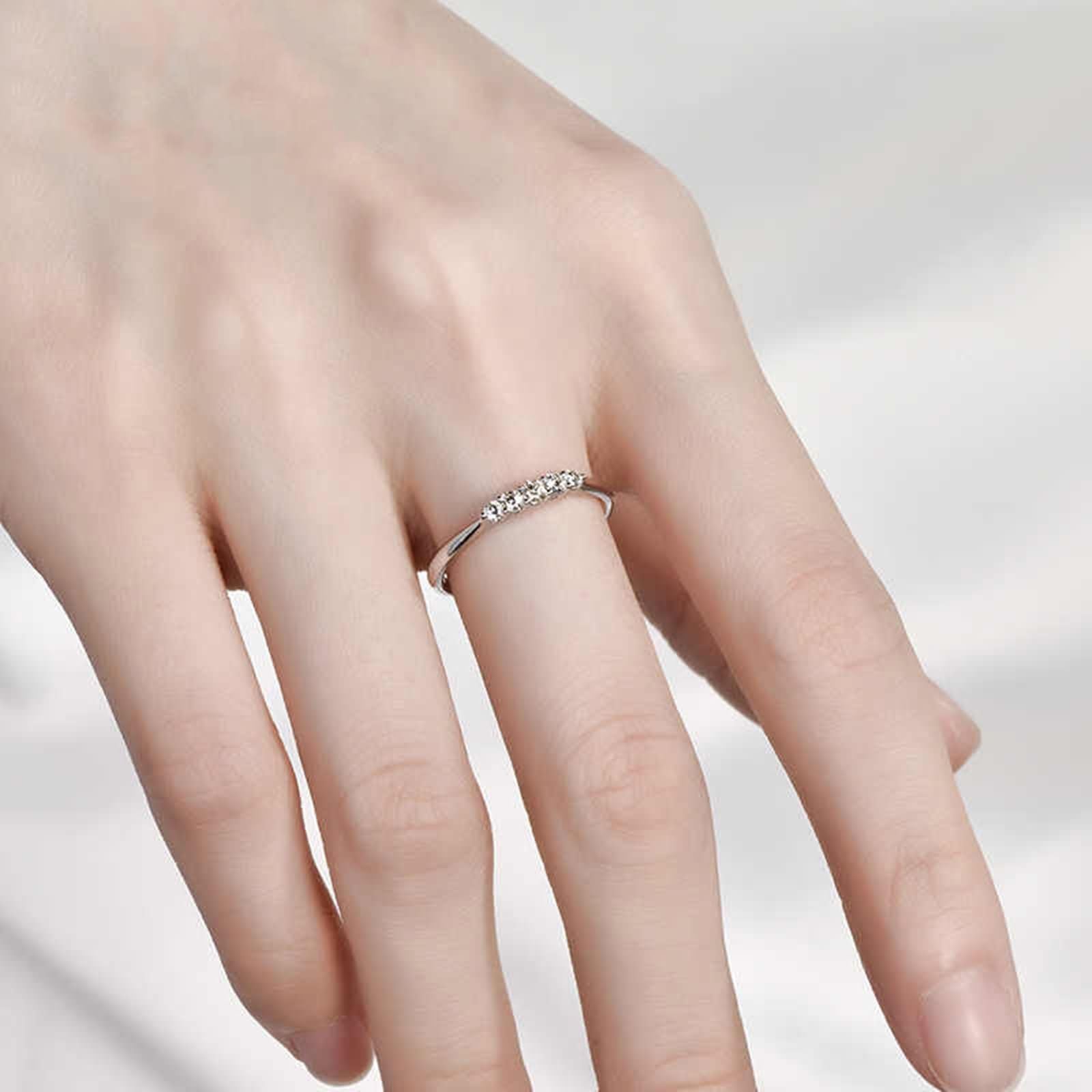 Pierścionek zaręczynowy 950 Platinum Women, Simple Round z diamentem 0,15 ct, pierścionek damski srebrny, rozmiar 12 (52mm)