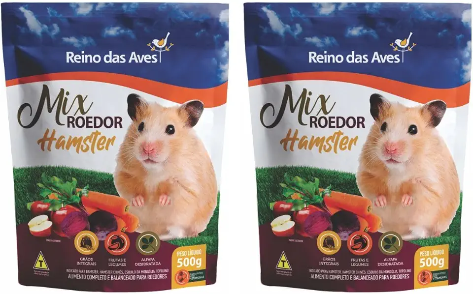 Kit Com 2 Mix Roedor Hamster 500g - Reino das Aves