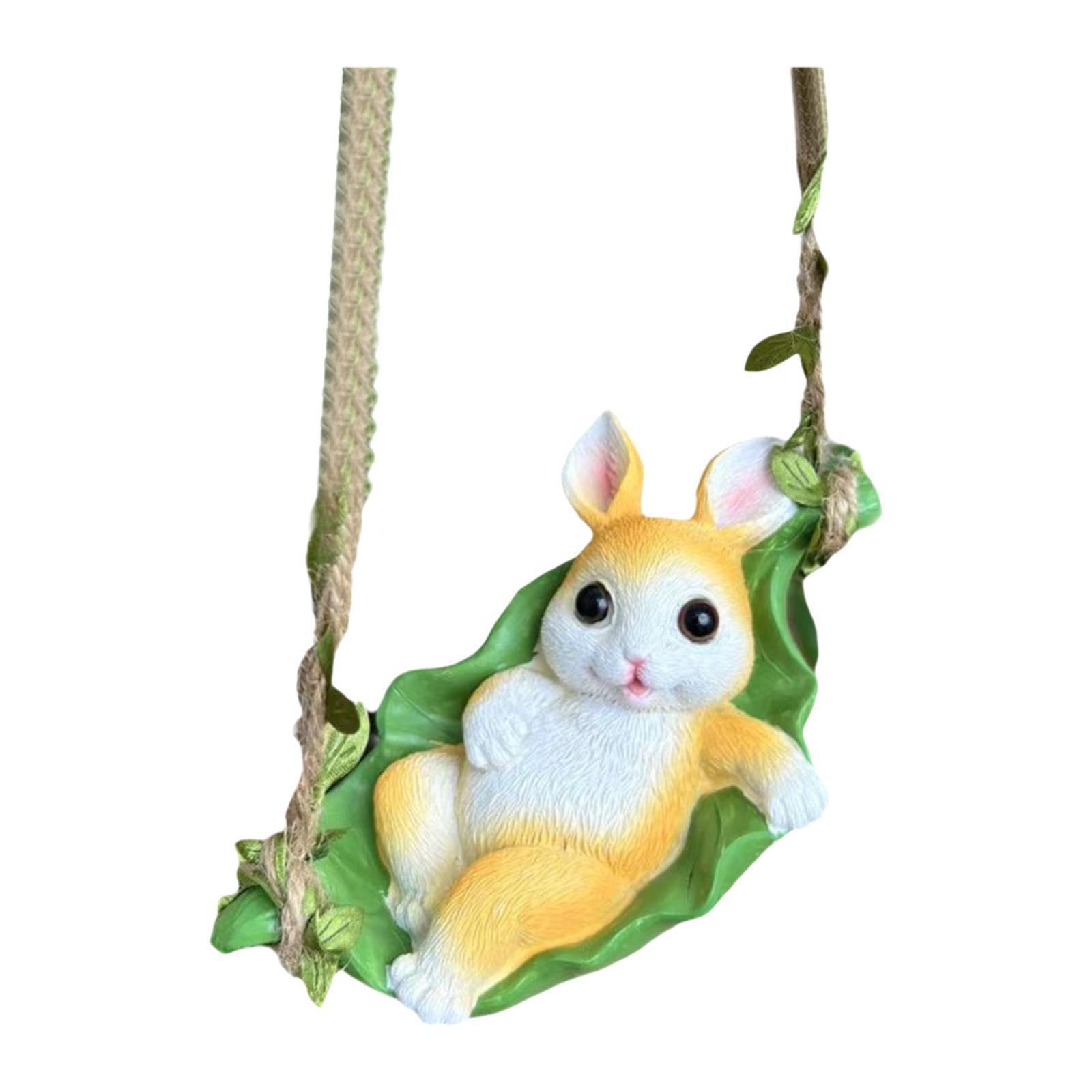 Quxvuis Resin Swing Garden Rabbit Statue Durable Hanging Rabbit Reading Ornament Swinging Hanging Figurine Is Made Of Resin Swing Garden Statue Ornament