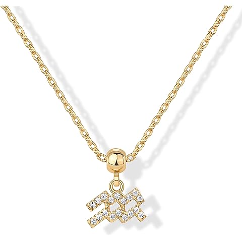 PAVOI 14K Gold Plated Dainty Zodiac Necklace with Charms - Adjustable Chain Gold Charm Zodiac Necklaces for Women - Small Astrology Removable Pendants - Cute Jewelry Gifts