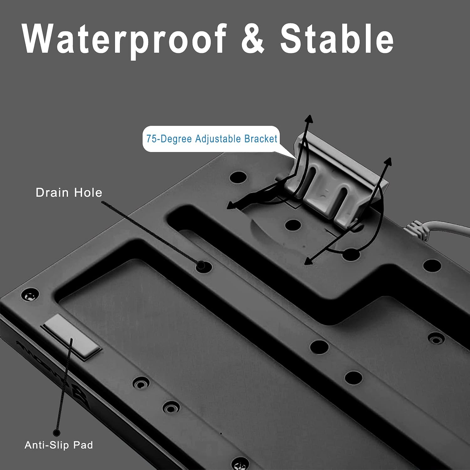 Basaltech Mechanical Feeling Keyboard with LED Backlit, 104-Key Quiet Membrane Keyboard for Gaming or Office, Ergonomic Silent Water-Resistant Light Up Wired USB for Computer,Mac,Laptop