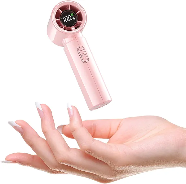 HandFan Powerful Handheld Fan, 20ft/s High Speed Mini Portable Fan, 100 Speeds Adjutstable Tiny Personal Fans, 4000mAh Small Turbo Fans Recharegable, for Travel Beach Makeup Gifts, Gloss Pink