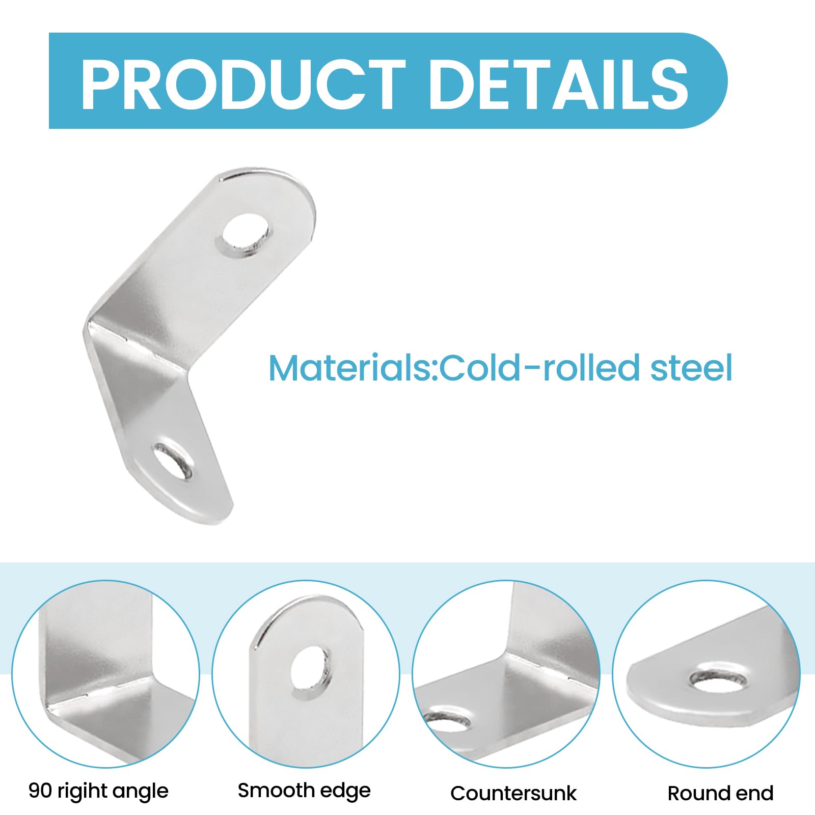 Biqing 20PCS Stainless Steel Bracket 1.1 x1.1 inch (30*30mm) Small L Brackets for Shelves Securing Wooden Frames Tables Chairs Furniture Chairs with Screws Silver - Image 3