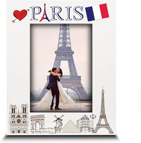 Miniatura 1 de Bella Busta - Marco de fotos de París, boda, luna de miel, vacaciones en París, torre Eiffel con impresión UV, juego de diseño de símbolos de París