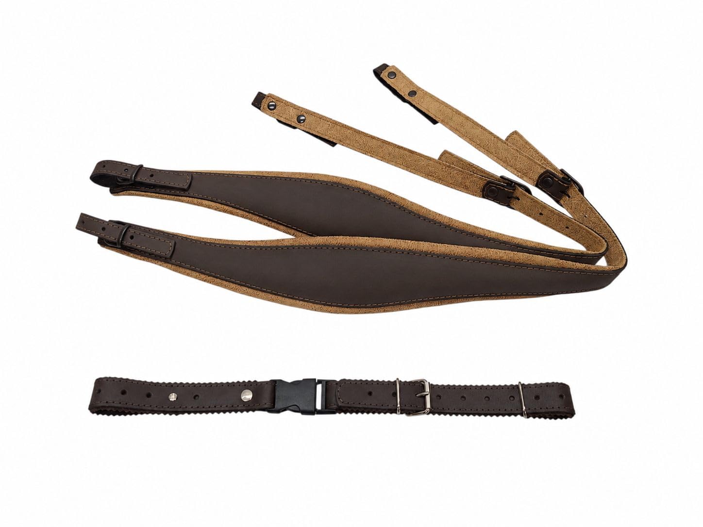Generisch Steirische Harmonika Harmonikariemen Tragegurte Comfort XL braun beige + Rückenverbinder