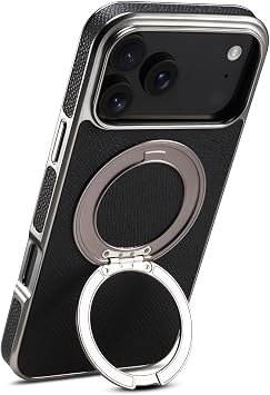 Apple iPhone 17 Pro Max対応ノーブランドケース カラー:グリーン ソリッドレザーメッキフレーム メタルリング ハードバックケース