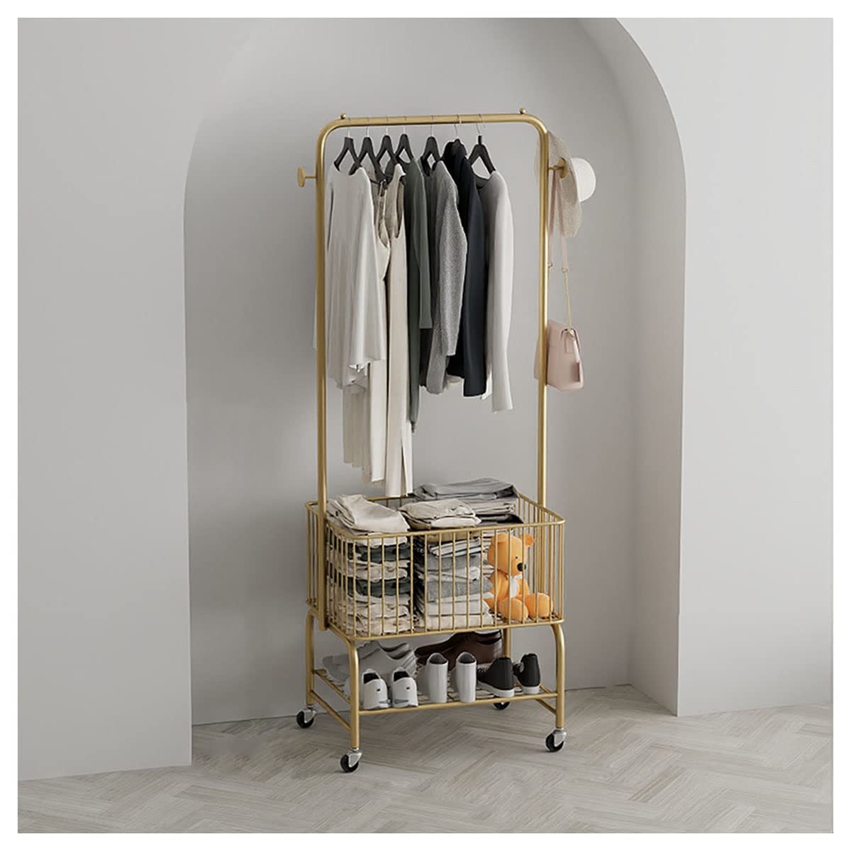 Portant à vêtements pour chambre et buanderie : le chariot or chic