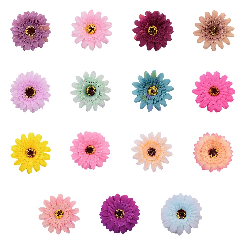 JIHUOO 8cm Daisy Dog Collar Flowers - 15 Pcs Pet Collar Accessories Bow Ties for Large Dogs - Cute Pet Grooming