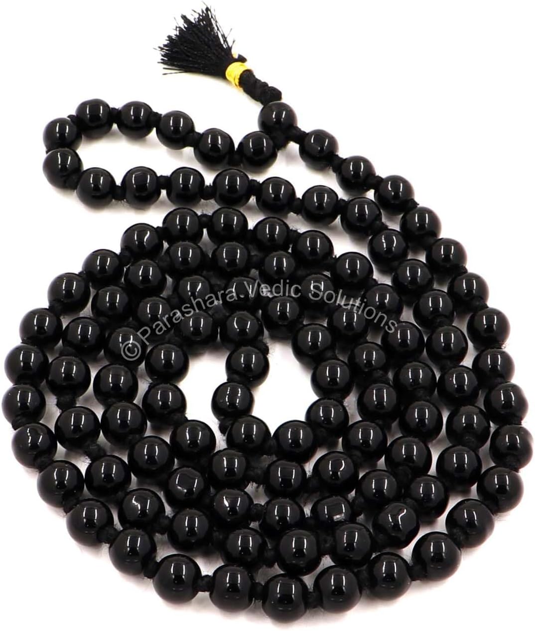 ARKAM Certified Black Hakik Mala - Black Agate Beads (Size: 6mm, Length: 30 inches, 108+1 Pieces)