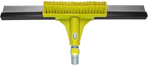 DocaPole - Escobilla de piso de 18 pulgadas con cepillo para limpiar el suelo, escobilla de goma y cepillo de lechada para garaje, perfecta para