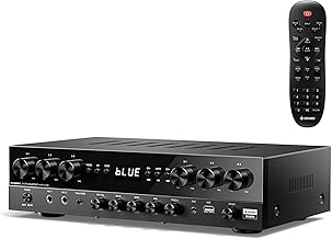 Donner Power Amplifier, Premium 1000W Peak Power 6 Channel Audio Amplifier, Bluetooth 5.3, USB, FM, 2 Mic-in, Echo, RCA, Fiber/Coaxial Input, for Home, Karaoke, Theater Speakers, MAMP6
