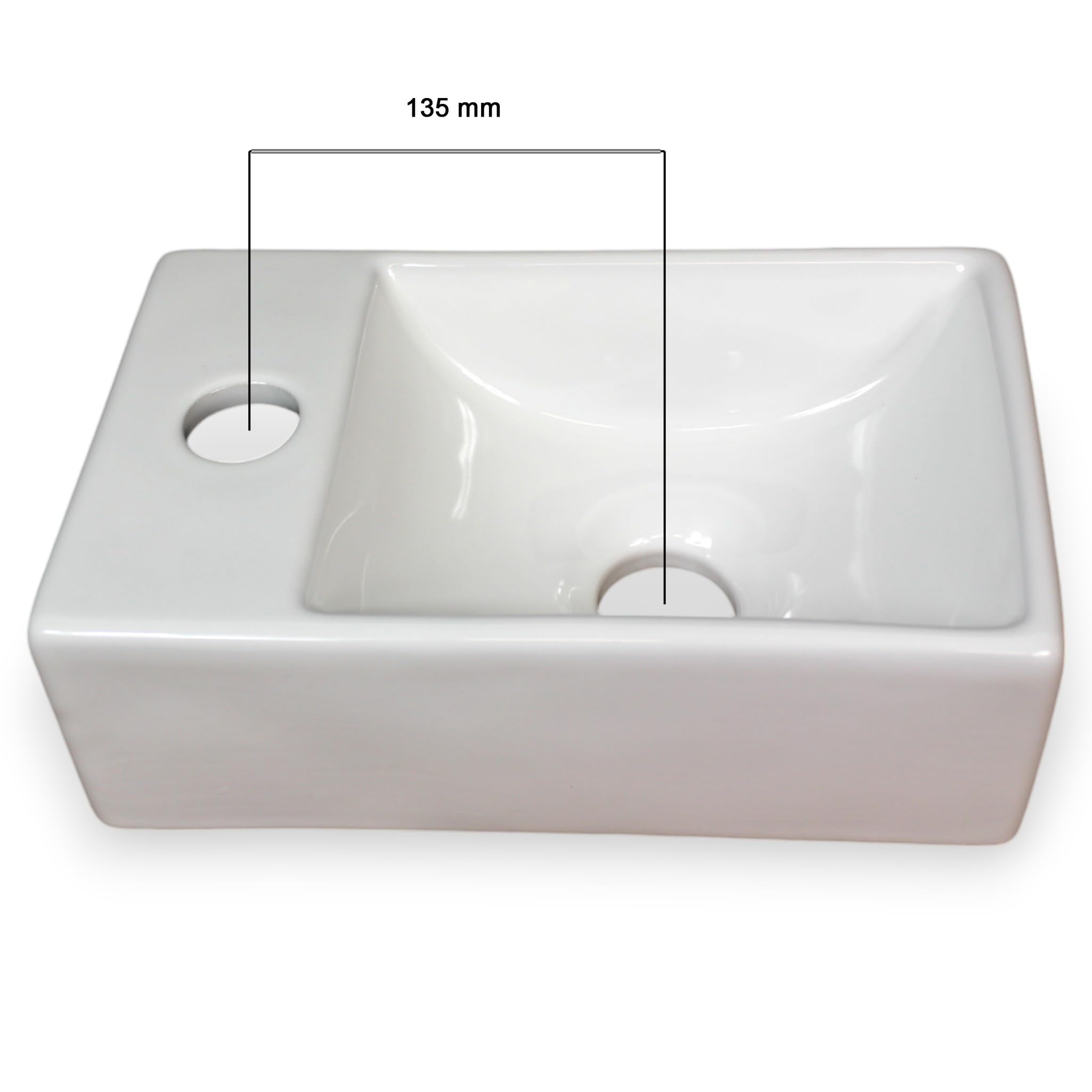 Umywalka WC dla gości 29,5 x 18,5 cm umywalka wisząca umywalka nablatowa ceramiczna biała