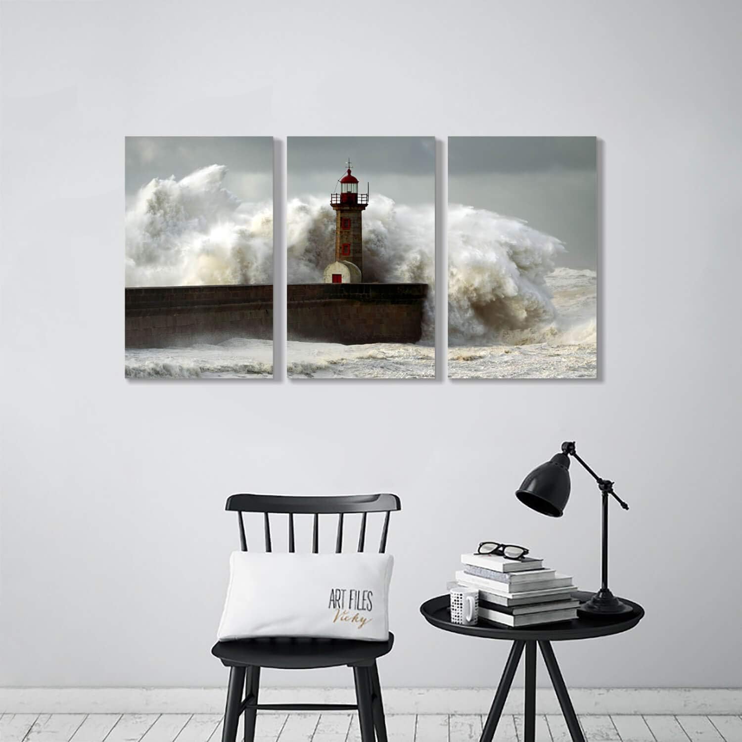🔥 Crazy Deals Ocean Wave Picture Wall Art: Lighthouse in Storm Wave Artwork Painting Print on Canvas for Bedroom Office ( 26'' x 16'' x 3 Panels ) Top Rated Ocean Wave Picture Wall Art: Lighthouse in Storm Wave Artwork Painting Print on Canvas for Bedroom Office ( 26'' x 16'' x 3 Panels )