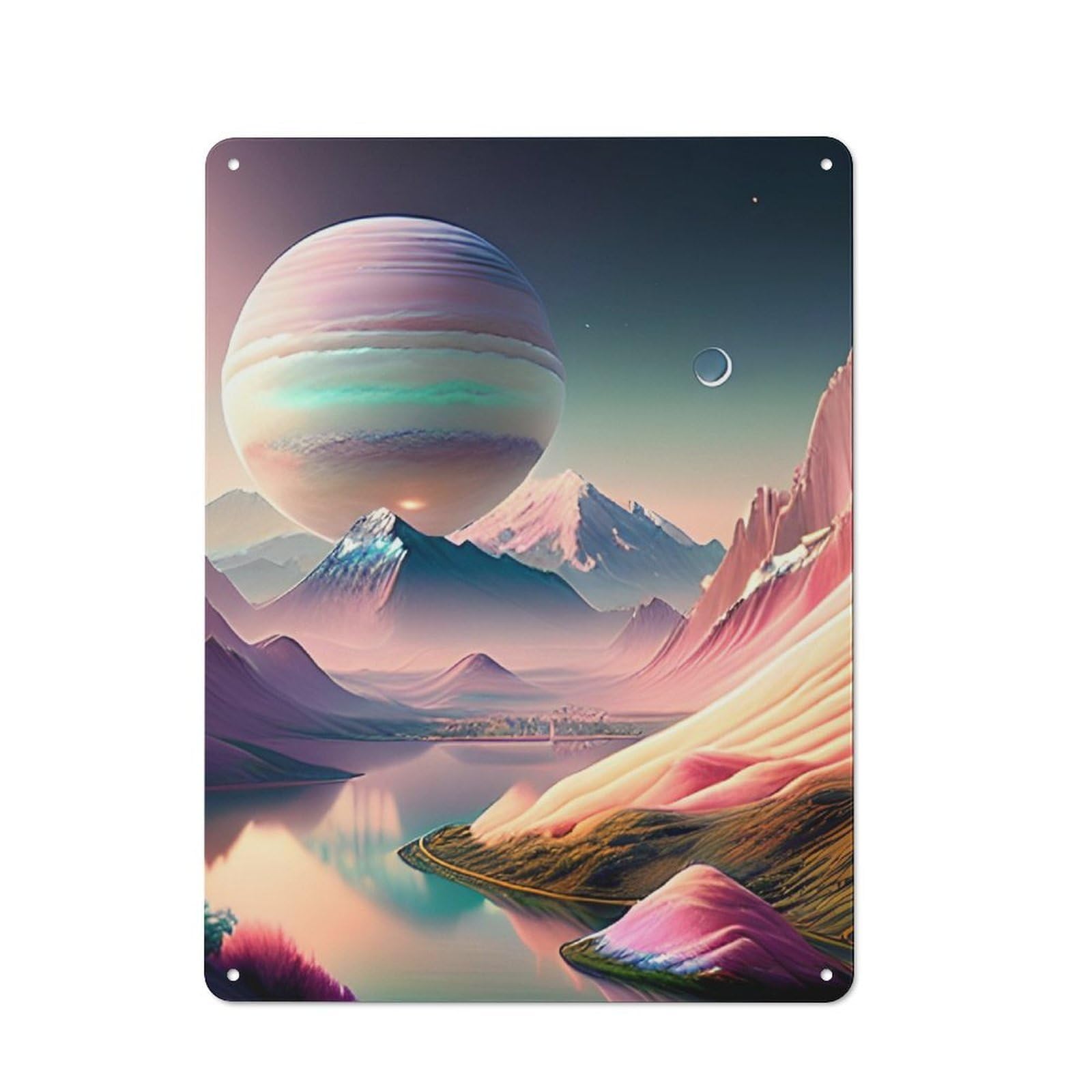 Junmoney Beautiful Fantasy Planet 40X30cm Retro Tin Wall Plaque With For Pub Or Café, A Winter Wall Decor Update For Café Interior Fans