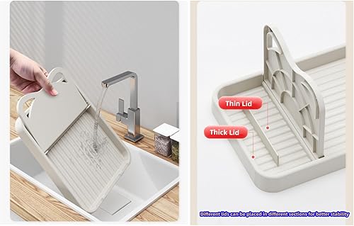 Miniatura 5 de Soporte para cuchara y tapa, espátula, cucharón, tapa de olla, soporte para utensilios de cocina (beige, 2 unidades)