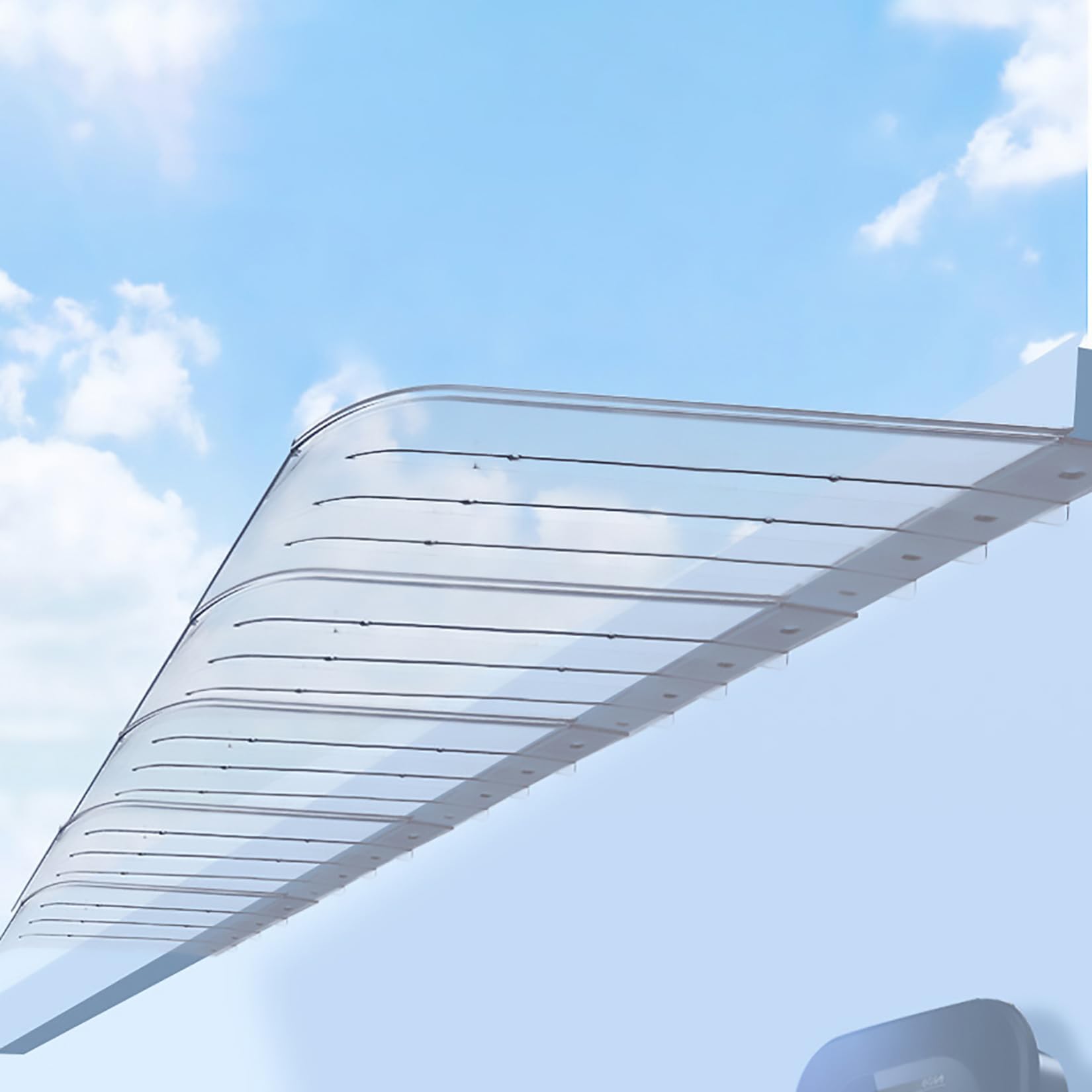 Auvent de fenêtre incurvé transparent, pare-soleil de jardin pour terrasse