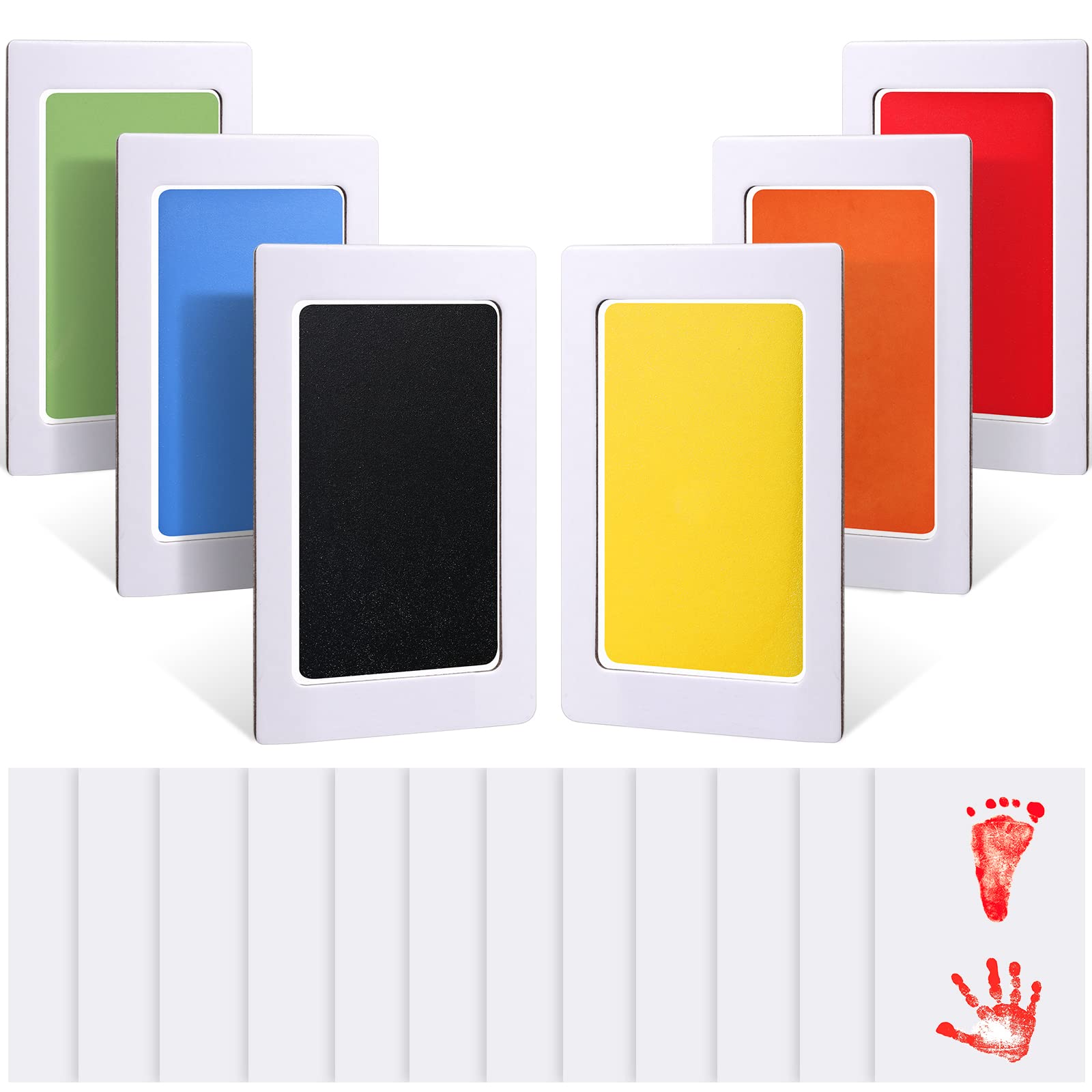 TaoBary 6 Pcs Baby Hand and Footprint Kit Clean Touch Ink Pad Non Toxic Inkless Infant Hand Foot Stamp Pet Paw Print with 12 Cards for Newborn Keepsake, Dog Nose & Paw Print Kit Memory Gift (Large)