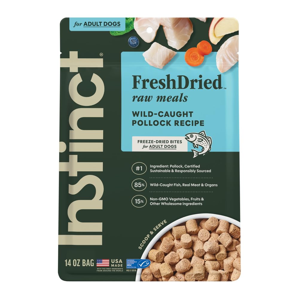 Instinct Freeze Dried Raw Meals, Natural Dry Dog Food, Grain Free - Wild Caught Pollock, 14 oz. Bag