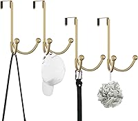 Vista 13 de HFHOME Paquete de 2 ganchos dobles para colgar sobre la puerta, organizador de ganchos dobles de metal para colgar abrigos, sombreros, batas