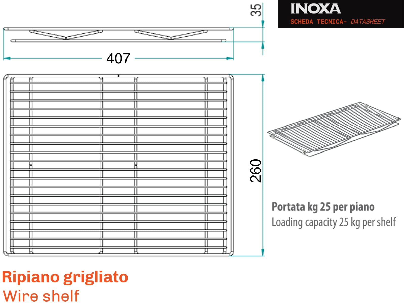 Mensola Ripiano Grigliato in Acciaio Inox Cromato per mobile pensile colonna cucina 45 cm