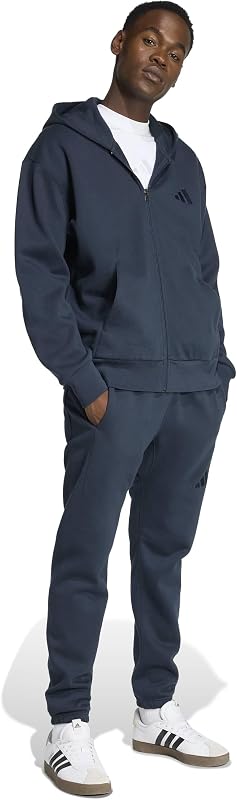 adidas Men's All SZN Fleece Full-Zip Hooded Track Top, Aurora Ink, Small image 2