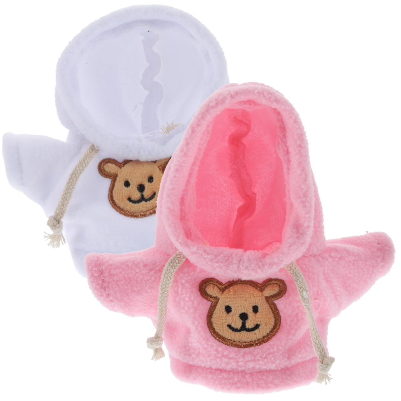 Abaodam 2 Pcs Stuffed Bear Hoodie Clothes for Plush Dolls Replaceable Bear Outfit Accessories Cute Mini Sweatshirts for 7-8 Inches/20 cmPlush Toys,Pink & White