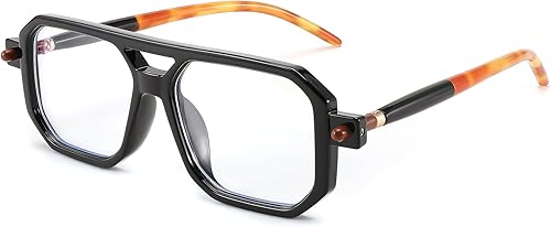 FEISEDY Gafas vintage cuadradas con bloqueo de luz azul para mujeres y hombres, de los años 70, planos, aviador, antideslumbrante, B0062