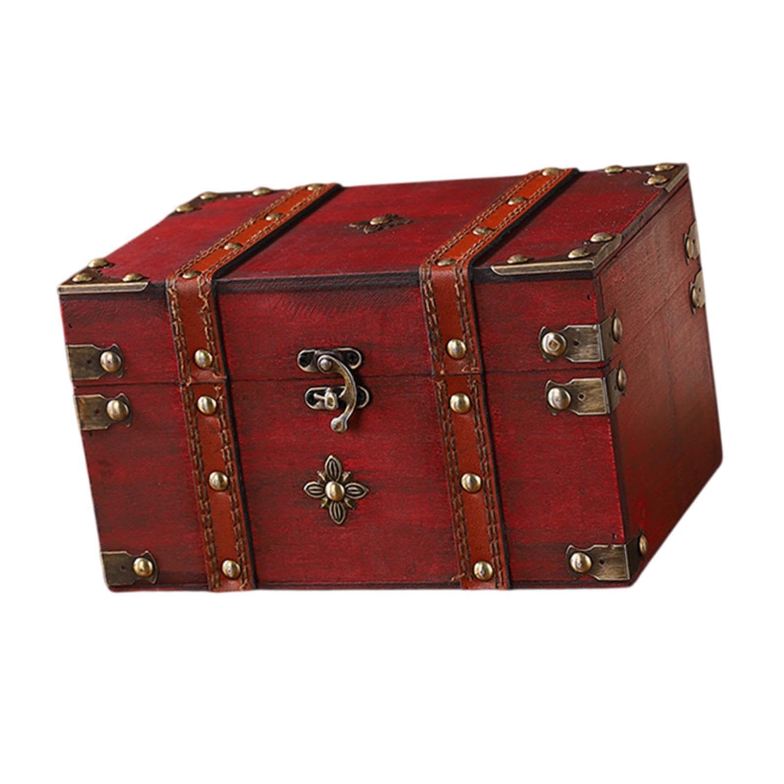 Pixzcsa Girls Wooden Jewelry Box Treasure Chest Box For Stud Earrings Pendant