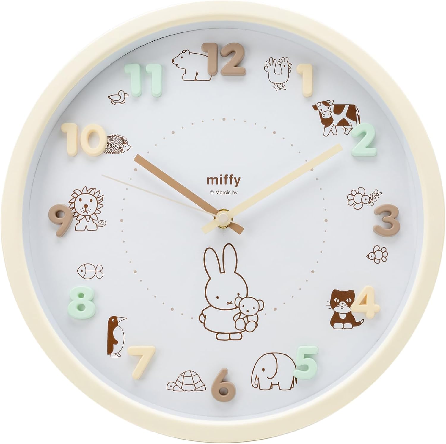 ティーズファクトリー T'S Factory 2926-233 Mocha Miffy Wall Clock, Diameter 11.8 inches (30 cm), Analog, Silent, Continuous Second Hand