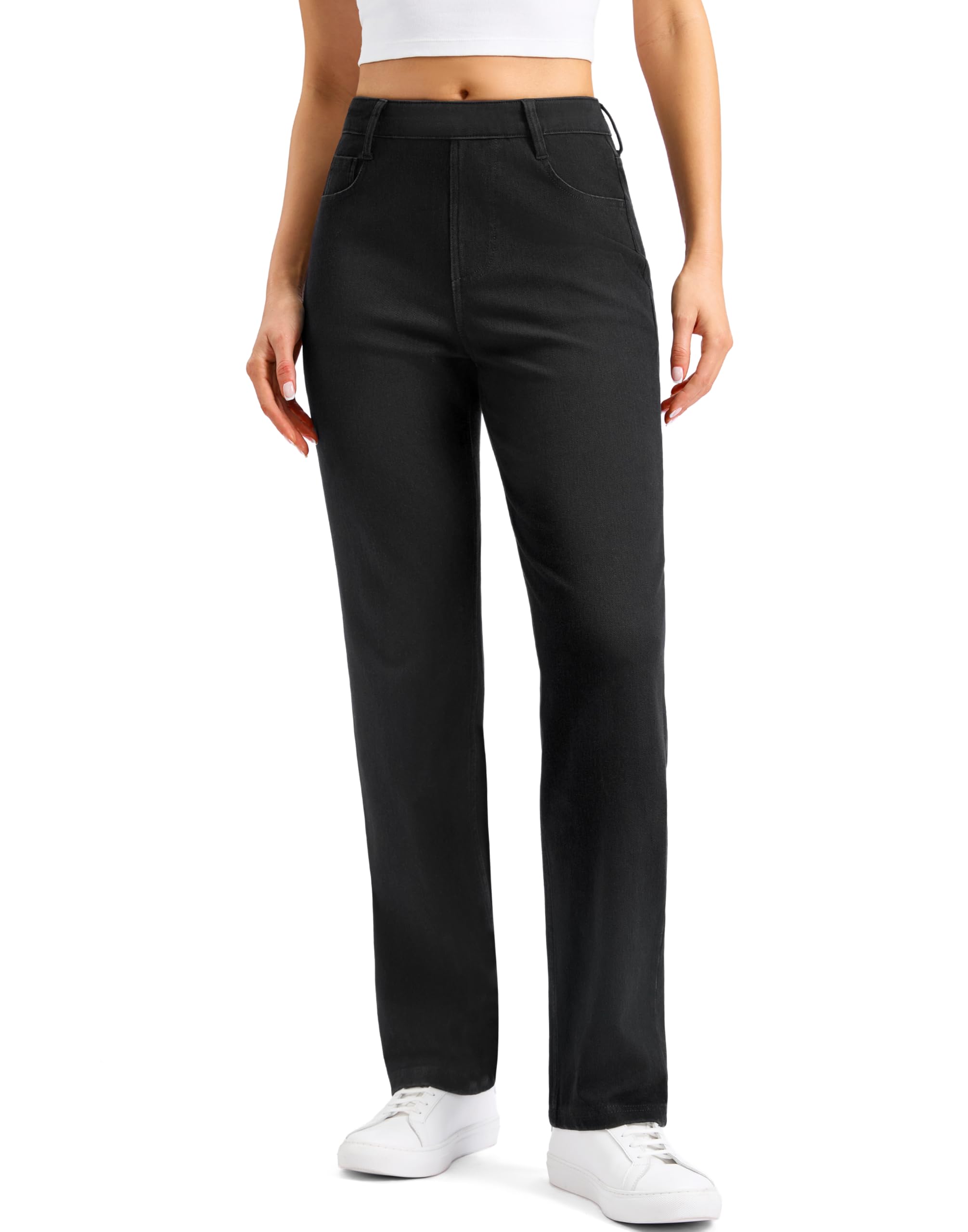 Womens Stretchy Pull on Straight Leg Jeans