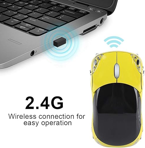 Miniatura 3 de ASHATA Mouse inalámbrico de 2.4G para automóvil con receptor USB de 1600 DPI ratón óptico para PC, computadora portátil, tableta, mouse lindo de