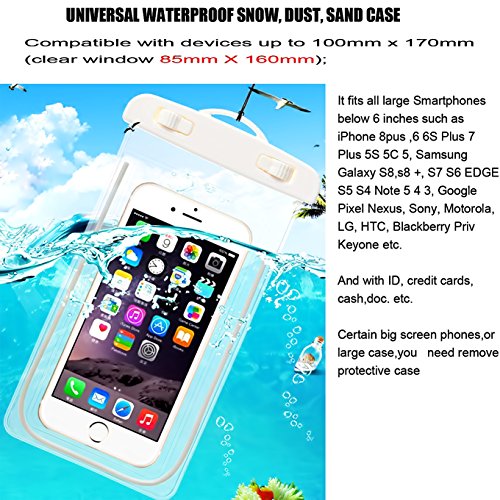 3Pack Pink Waterproof Case, Casehq Clear Universal Waterproof Case, Dry Bag, Pouch, Transparent Snowproof Dirtproof For Iphone 6 6S Plus Se 5S 5C, Samsung Galaxy S7 S6 Edge, Note 5 4 3 2 #TOP6