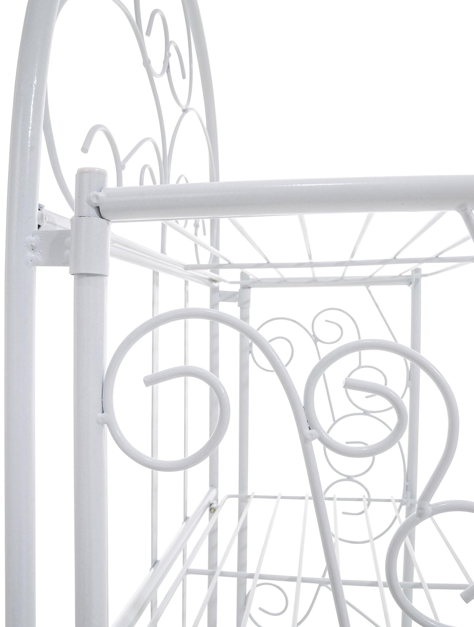 CLP Scaffale Rosa, stabile in stile country | Scaffale pieghevole in ferro con 3 ripiani | Disponibile in vari colori, Colore:bianco