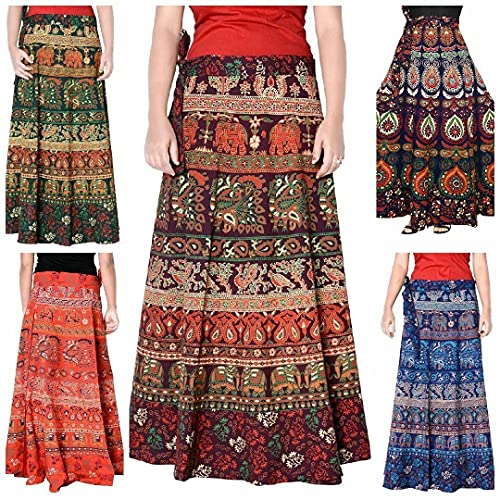 Boho Sanskriti Women's Wrap Around Hippie Boho Girls Wear Summer Dress Skirt Indian Mandala Printed Cotton3