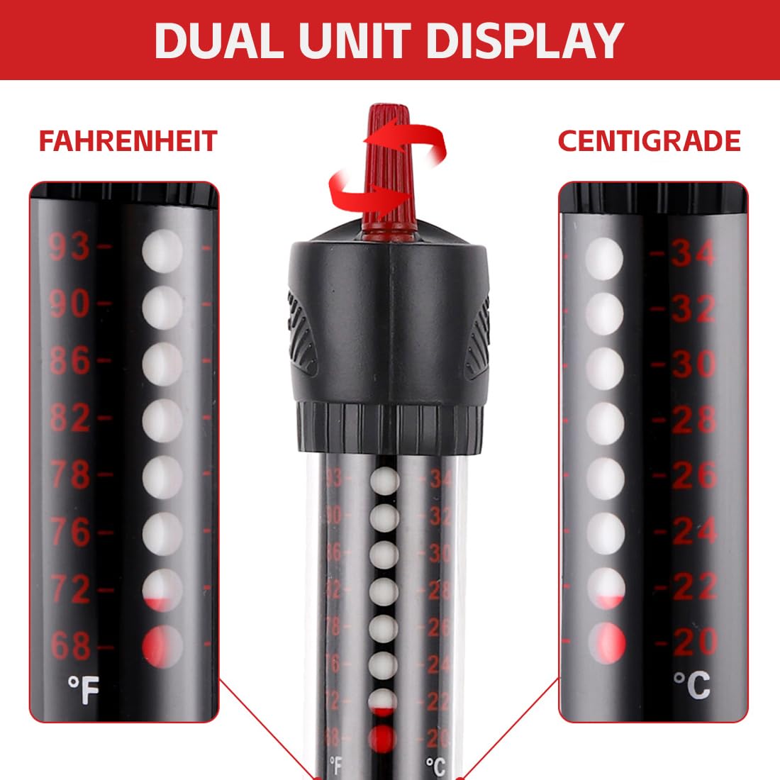 Chauffage d'Aquarium 25W Chauffage Aquarium 30L Résistance Aquarium,Chauffage en Verre Submersible Température,Réglable Chauffe-Aquarium avec Ventouse Chauffage,pour Aquarium de Poissons et de Tortues