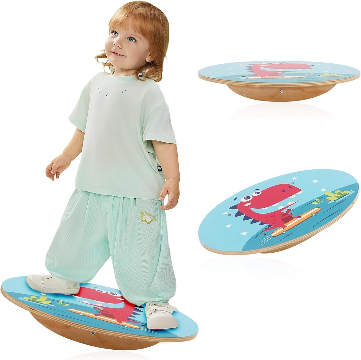 Wood Scooter Board for Kids with Handles, Indoor Sit Down Floor Scooter, Physical Education Equipment