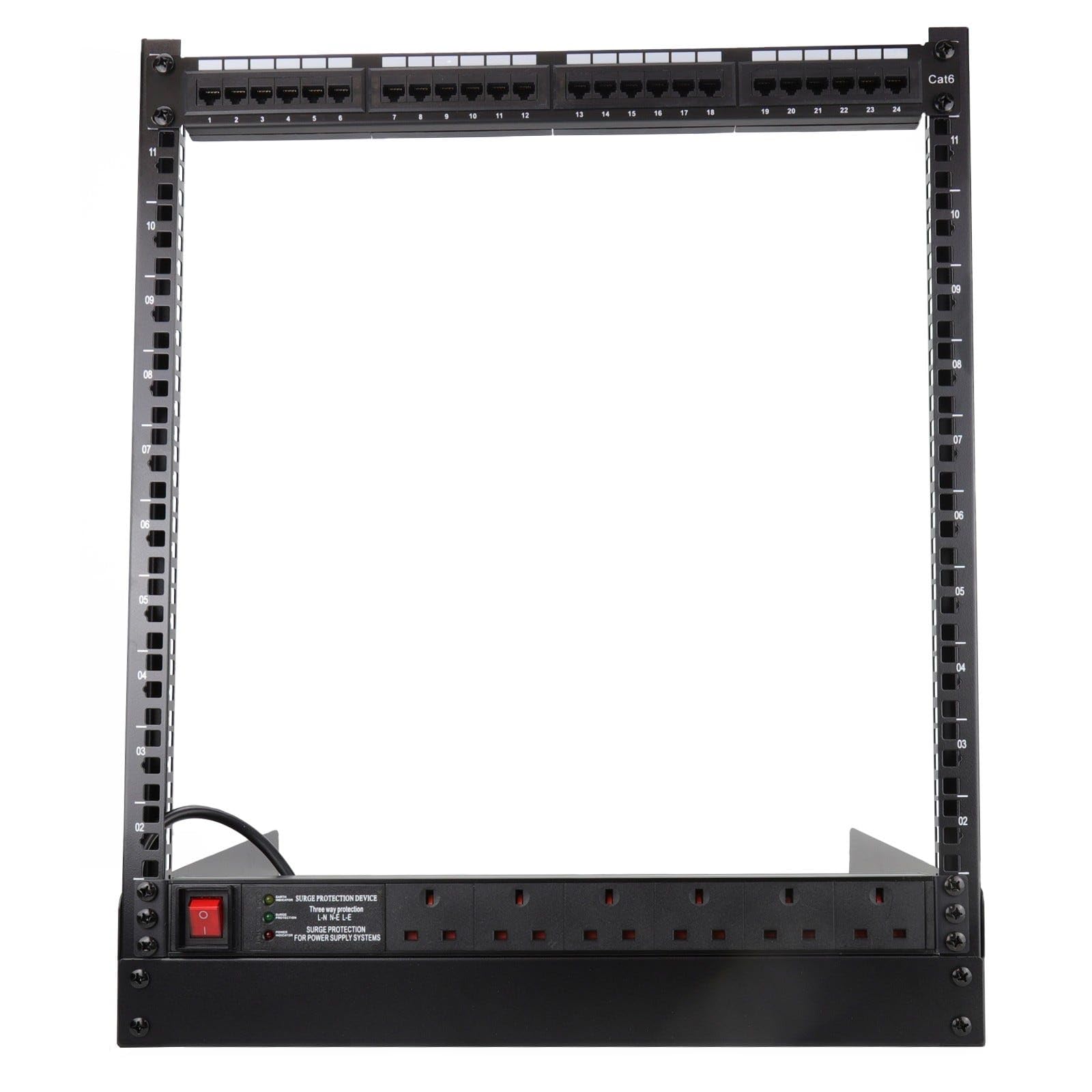 kenable Rack 19 Pouces Ouvert 12U Support de Bureau pour Équipement Studio Maison Format Desktop 450mm Profondeur