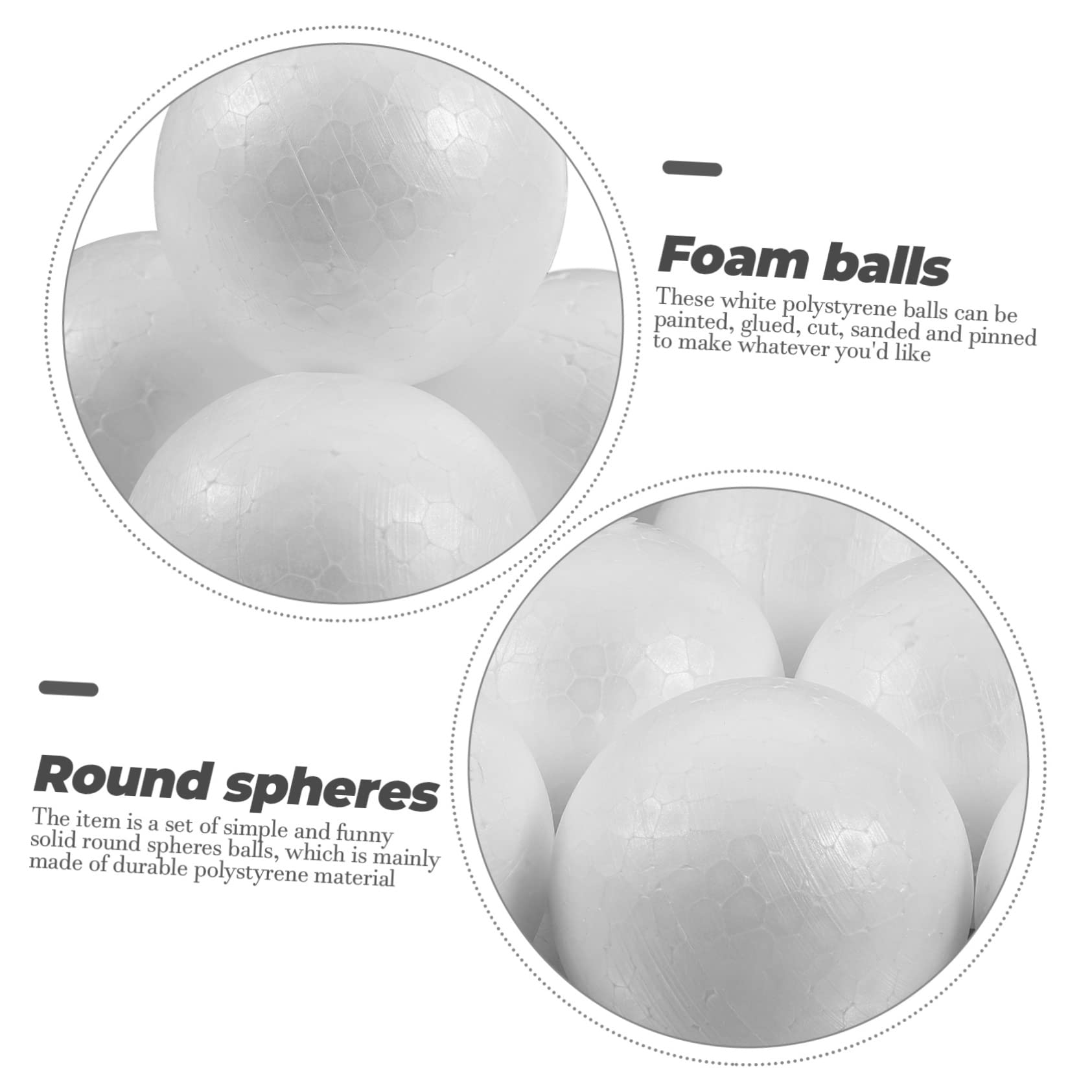 Homoyoyo 100 Bolas Redondas de Poliestireno de Espuma para Manualidades, Pintables y Lijables, Ideales para Decoración de Árboles de Navidad y Proyectos Escolares