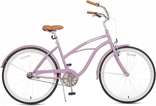 Miniatura 2 de ACEGER Bicicleta de confort para mujer, de 24 y 26 pulgadas, velocidad única y 7 velocidades, bicicleta de ciudad para adultos, marco de acero
