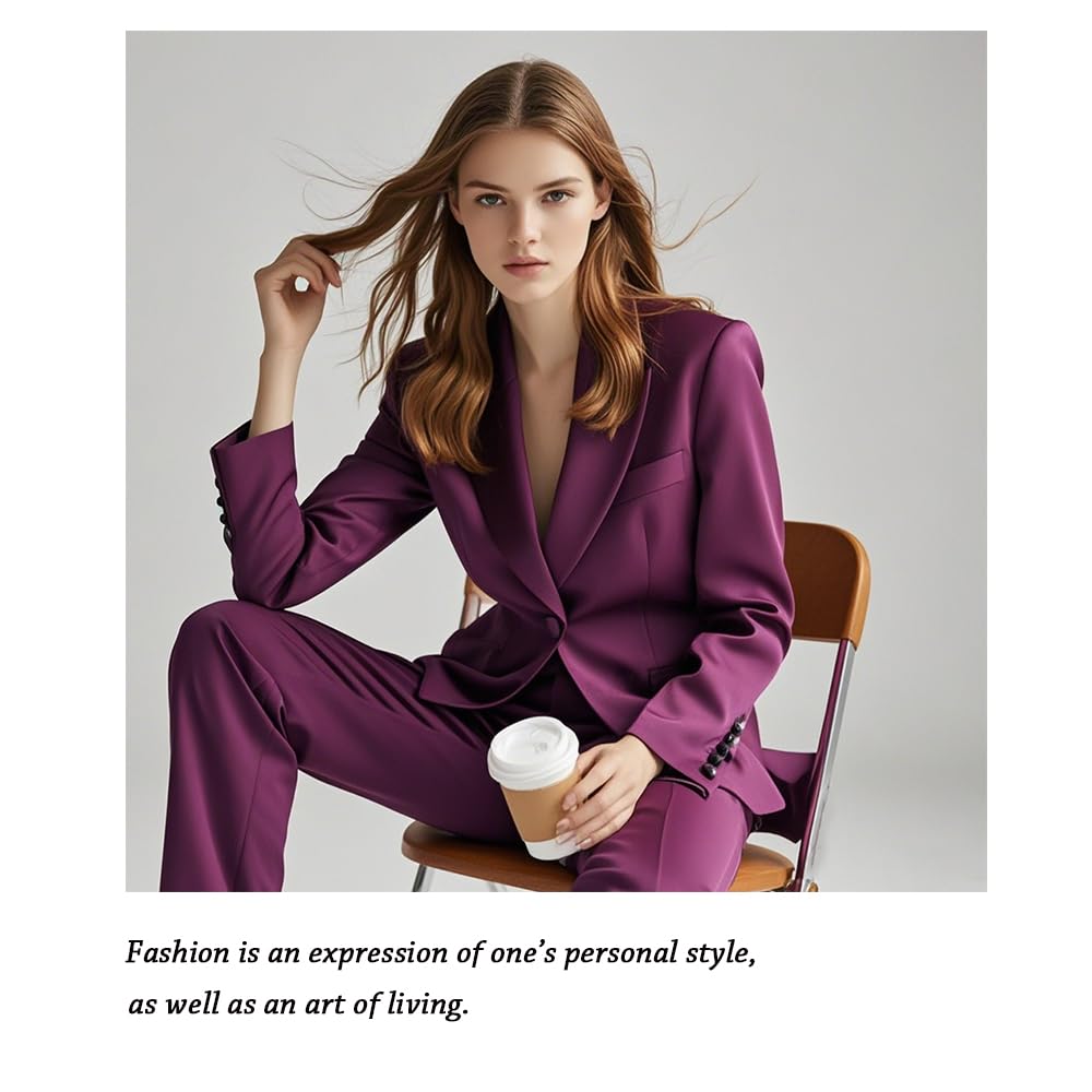 Completo da donna in due pezzi, con risvolto a punta, con tasca a getto, pantaloni da donna, per ufficio, lavoro, slim fit, abbigliamento casual, blazer e pantaloni